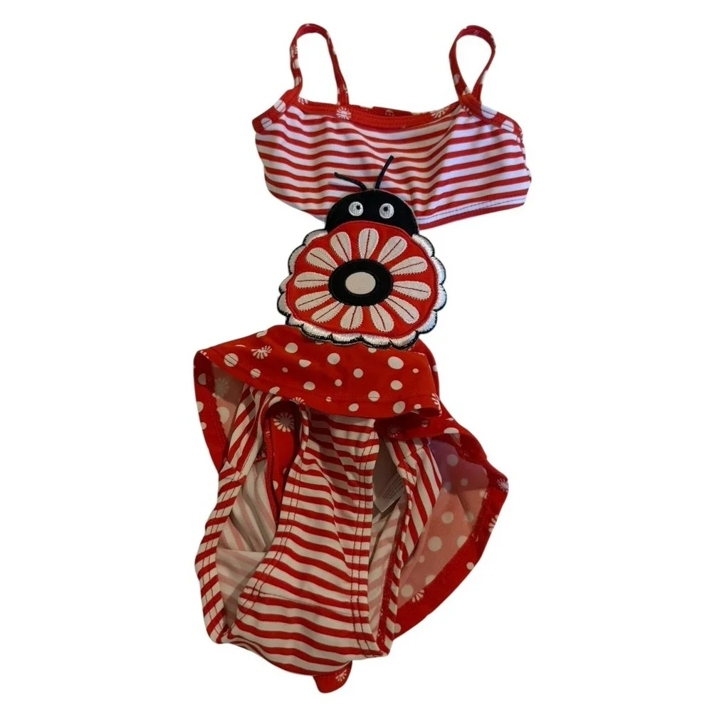 Koala Baby Swimsuit Size 9 Months One Piece Bathing Suit Red Lady Bug - Picture 6 of 6